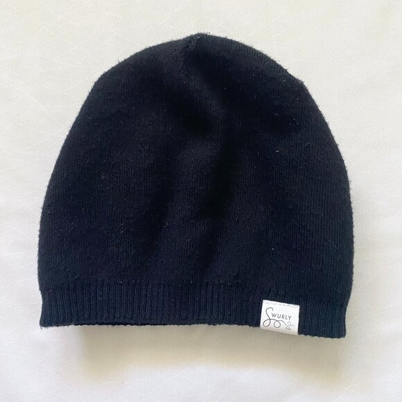 Swurly Co. Mulberry Silk-Lined Wool Slouchy Beanie Double Layered French Black - Picture 1 of 7